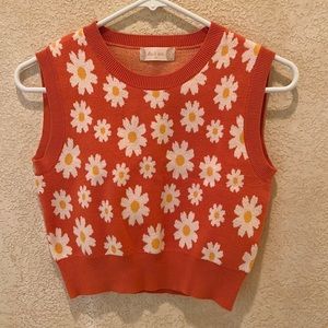 Altar’d State Orange Daisy Knit Crop Top
